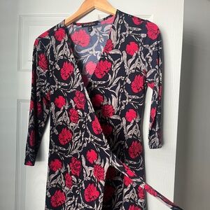 Banana Republic size small black and floral wrap dress